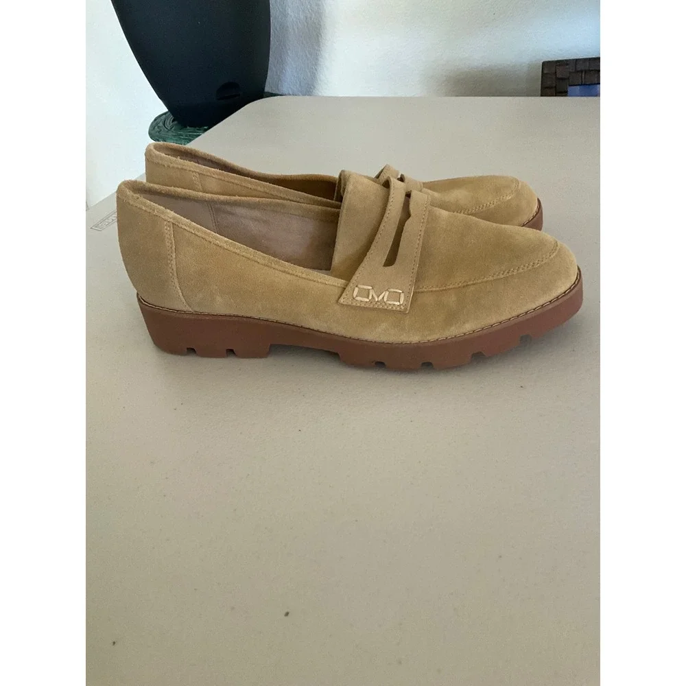 Vionic Cheryl II Loafers Women 10 Tan Suede Lug Sole Penny Loafer